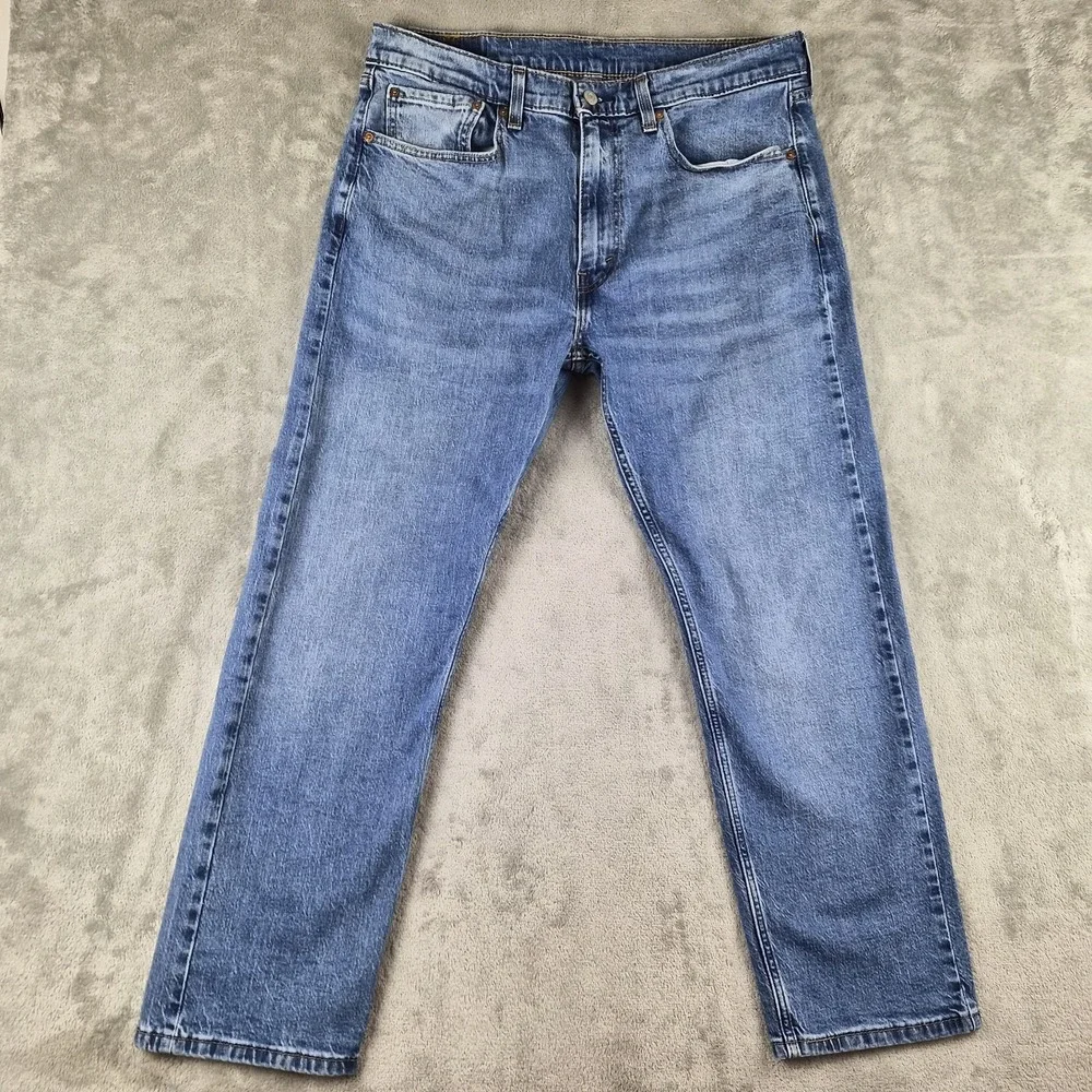 Levis 505 Regular Fit Jeans Mens 36x30 Blue Denim Stretch Straight Leg Pants
